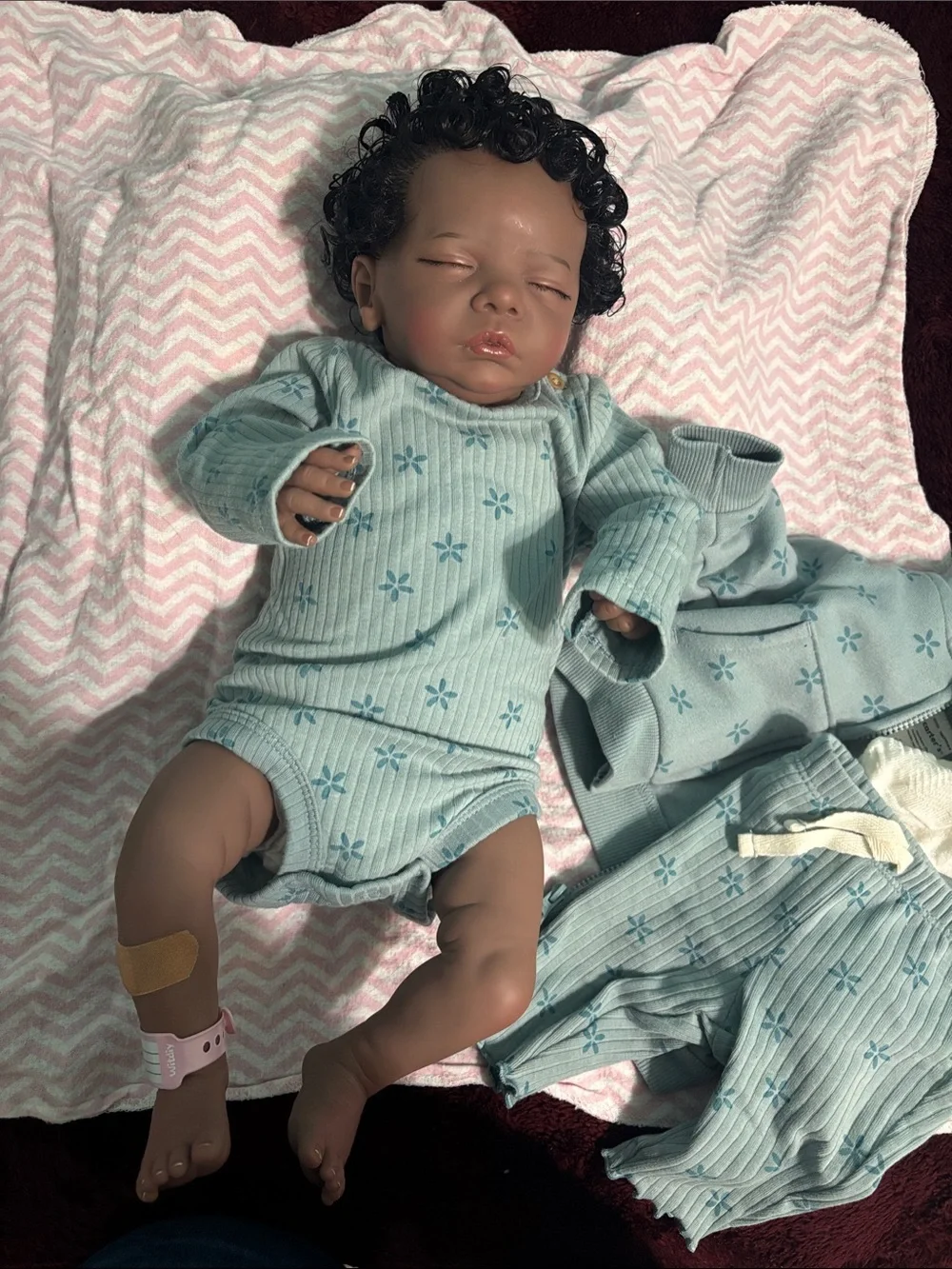Reborn Baby Doll Nevaeh w/ Outfit, Hat & Lovey – Good Condition
